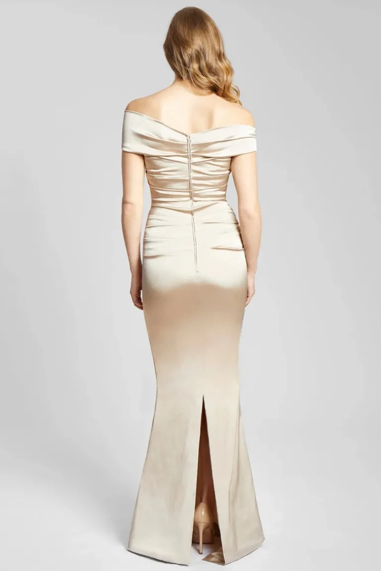 Off The Shoulder Stretch Satin Gown