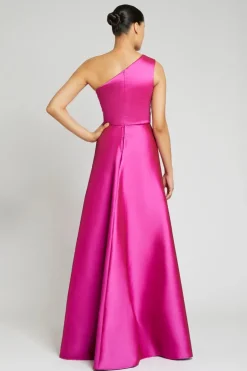 One Shoulder Stretch Gazar Gown