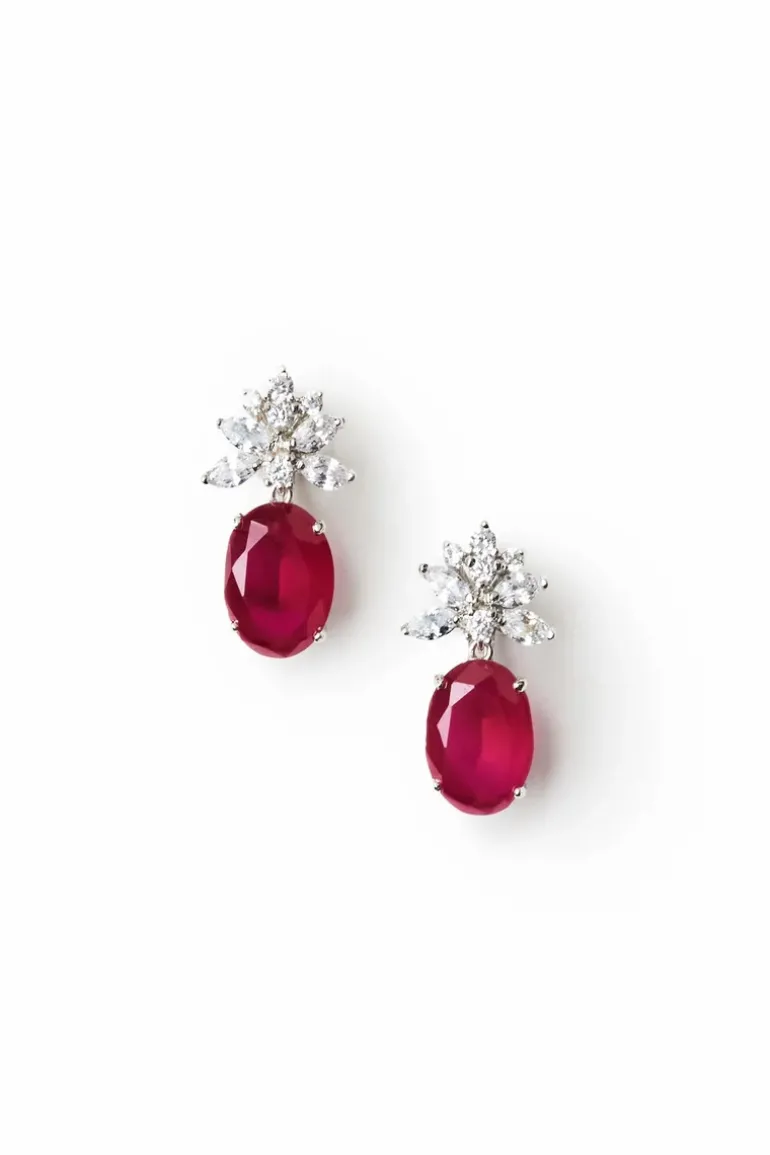 Oval Ruby Earrings