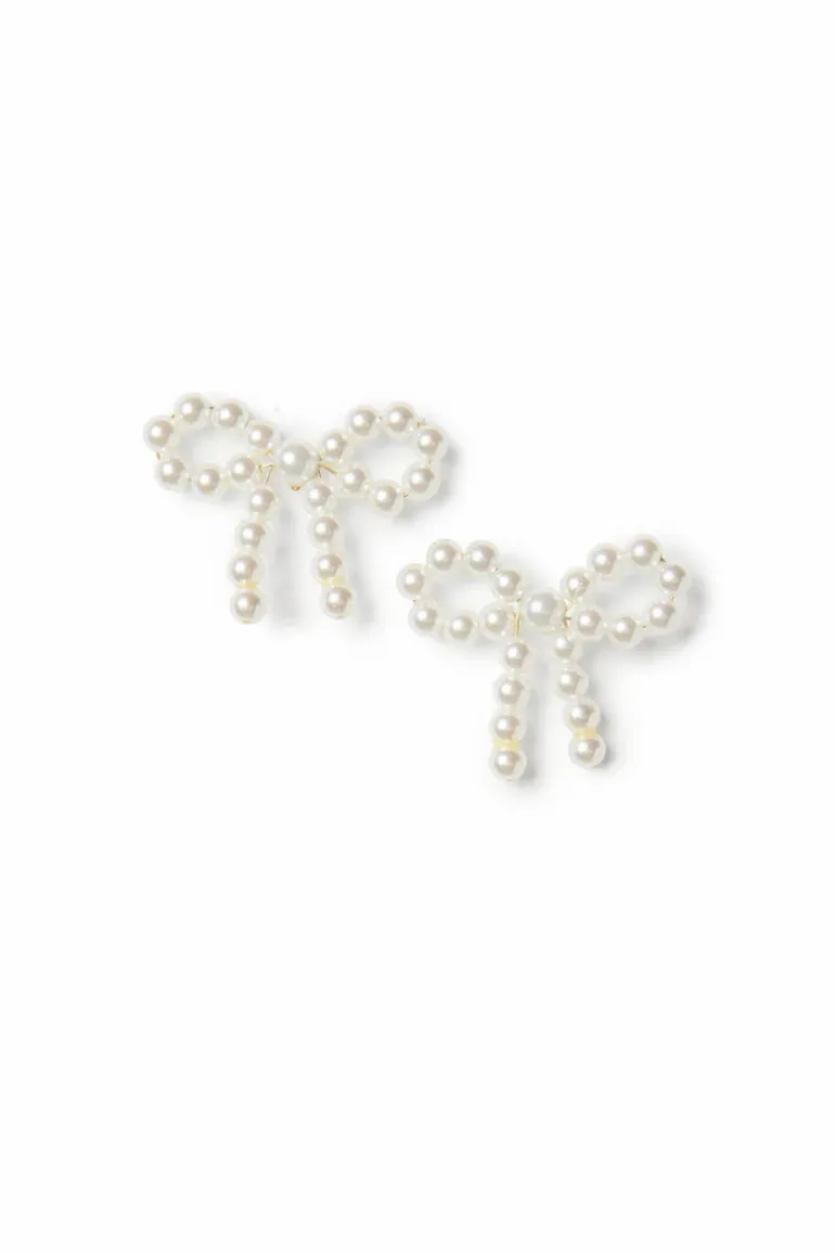 Pearl Bow Stud Earrings