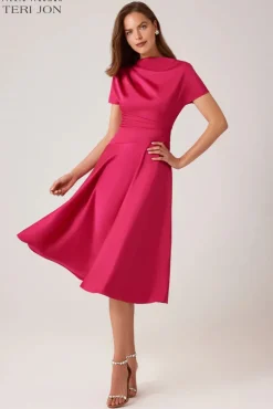 Pebble Satin Asymmetrical Skirt Dress