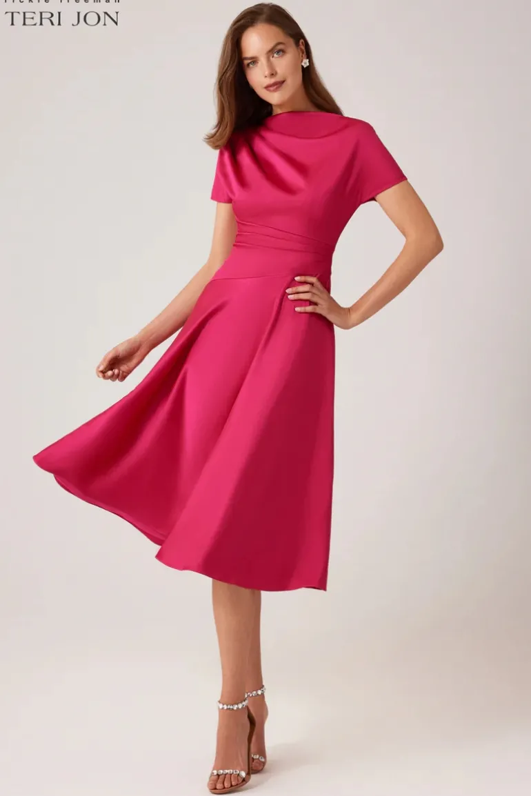 Pebble Satin Asymmetrical Skirt Dress