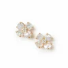 4 petal white keishi pearl flower earrings