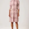 Plaid Pattern Tweed Jewel Neckline 3/4 Sleeve Dress