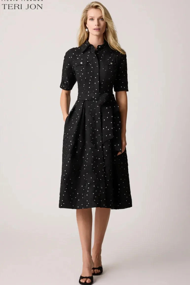 Polka Dot Short Sleeve Shirt Dress