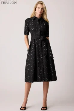 Polka Dot Short Sleeve Shirt Dress