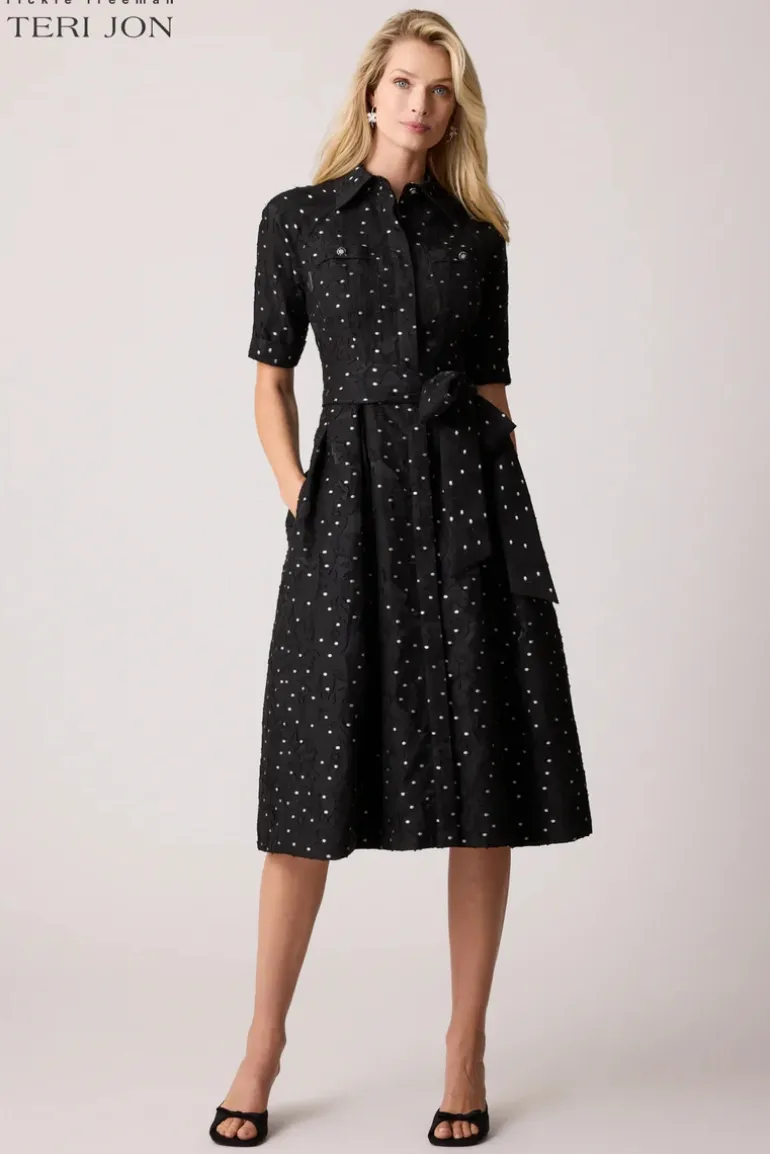 Polka Dot Short Sleeve Shirt Dress