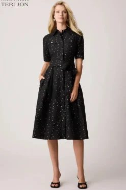 Polka Dot Short Sleeve Shirt Dress