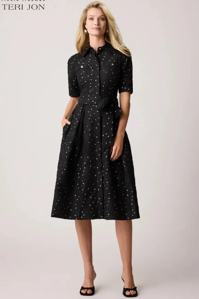 Polka Dot Short Sleeve Shirt Dress