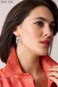 Rhinestone Flower Hoop Earrings