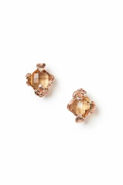Rose Gold-Plated Stud Earrings with Topaz Crystal