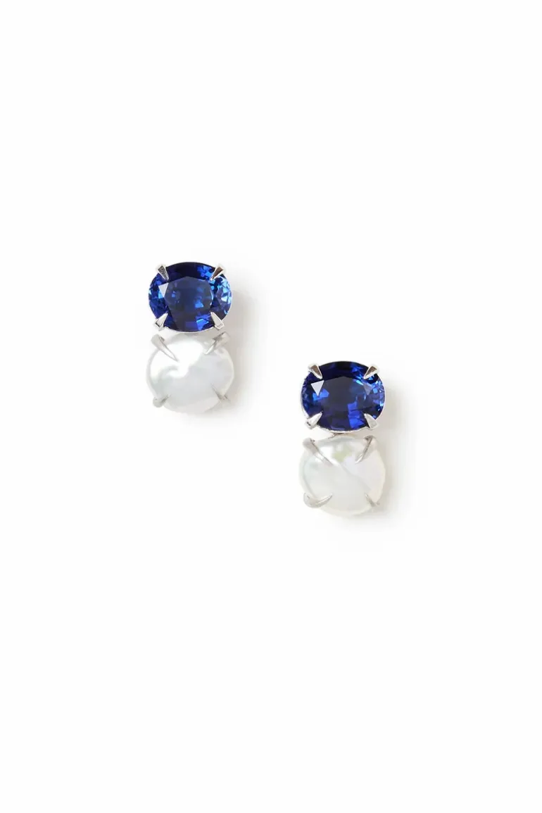 Sapphire White Pearl Earrings