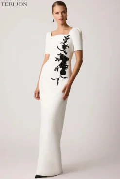 Scallop Stretch Crepe Gown