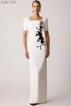 Scallop Stretch Crepe Gown