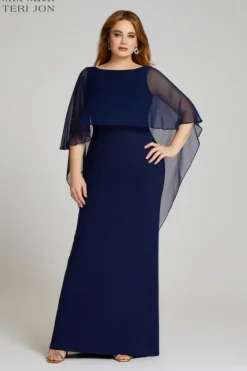 Scuba Gown with Chiffon Cape