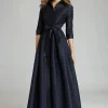 Shirt Waist Taffeta Chevron Pattern Eyelet Gown