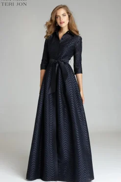 Shirt Waist Taffeta Chevron Pattern Eyelet Gown