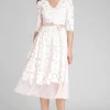 3/4 Sleeve Lace and Tulle Fit And Flare Dress