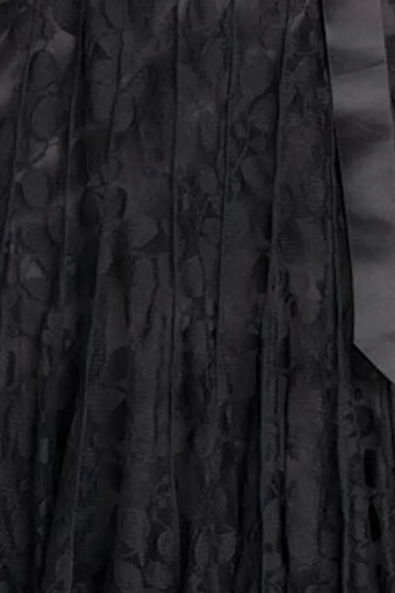 3/4 Sleeve Lace Fit And Flare Dress with Bow