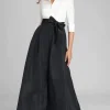 3/4 Sleeve Taffeta Shirt Waist Color Block Gown