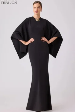 Stretch Crepe Kimono Day To Evening Gown