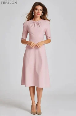 Stretch Crepe Pearl Trim Cocktail Dress