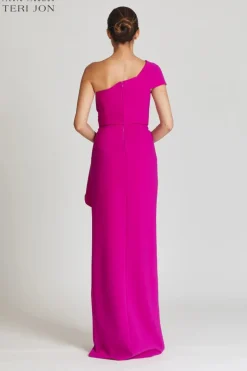 Stretch Crepe Side Drape Gown