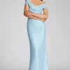 Stretch Metallic Taffeta Off The Shoulder Gown