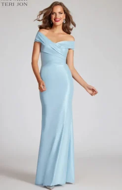 Stretch Metallic Taffeta Off The Shoulder Gown