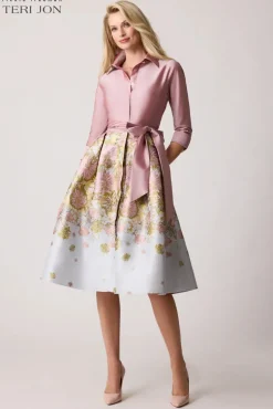 Taffeta Floral Jacquard Shirt Dress