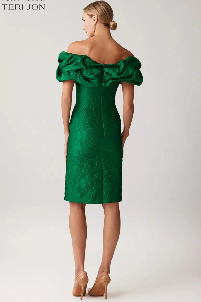 Textured Jacquard Crunch Off Sheath Dress