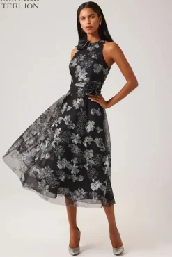 Tulle Metallic Embroidered Dress
