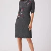 Tweed A-Line Applique Dress