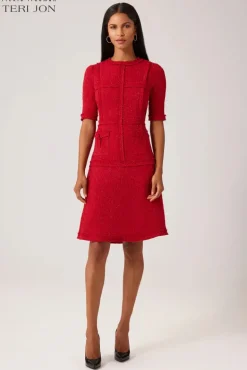 Tweed Dress with Metallic Trim