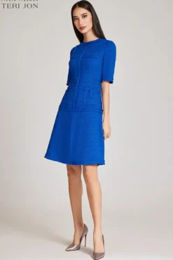 Tweed Geometric Stripe Dress