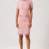 Tweed Sheath Dress With Bead Trim