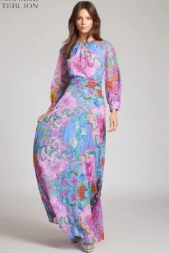 Whimsical Chiffon Floral Maxi Dress
