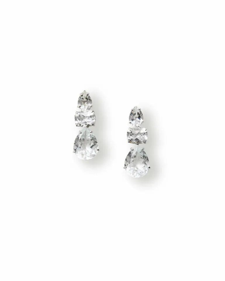 White Topaz 3 Tier Drop Earrings